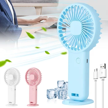 휴대용 미니 선풍기, 600mAh USB 충전식 선풍기, 전화 스탠드 포함, 3 가지 모드, 여행 메이크업, 속눈썹, 어린이, 소녀, 여성