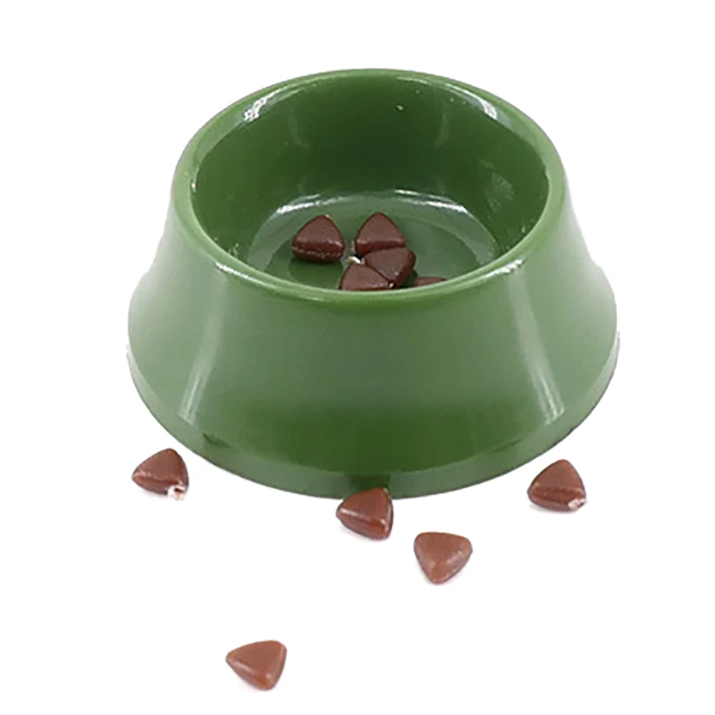1/12 Dollhouse Miniature Pet Dog Cat Food On Bowl Kitchen Garden Decor Meow Food Bowl Doll House Accessories 3