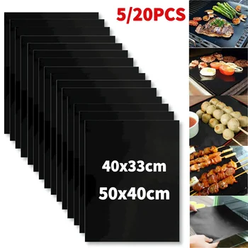 5-20PCS Tappetino per barbecue Tappetino antiaderente Tappetino per griglia resistente al calore Tappetino per barbecue riutilizzabile per cottura all'aperto 40x50cm 33x40cm 1