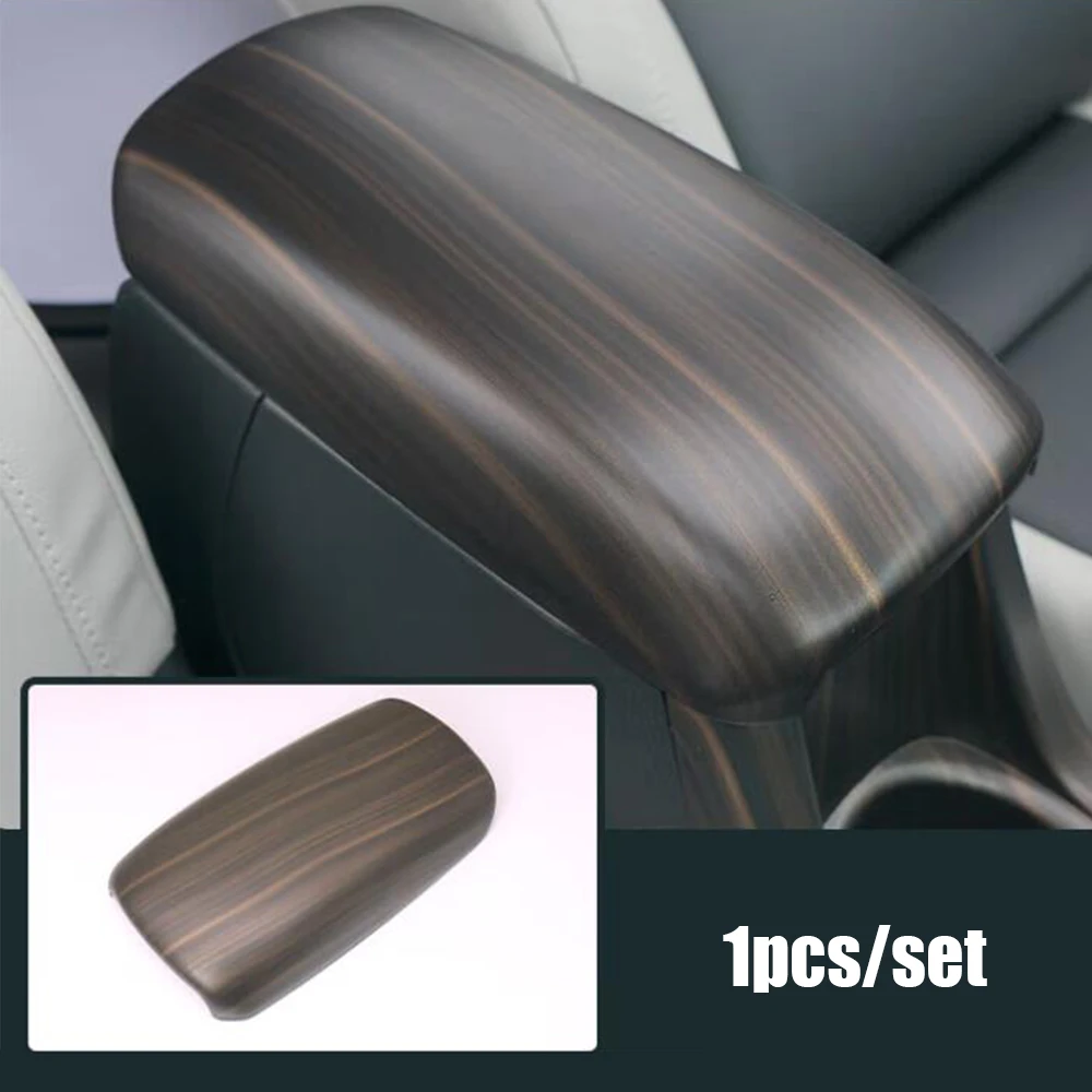 ABS Wood Grain Central Interior Console Armrest Storage Box Cover Panel
