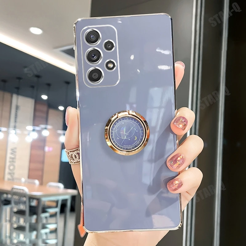 Luxury Plating Ring Holder Stand Silicone Phone Case Cover