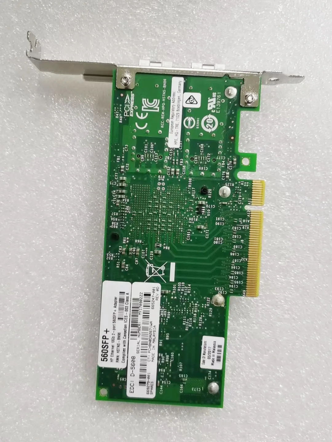 HP 서버 인텔 칩 X520-DA2 기가비트 네트워크 카드, 560SFP + 560SFP, 665249-B21 669279-001, 10Gb, 2 포트