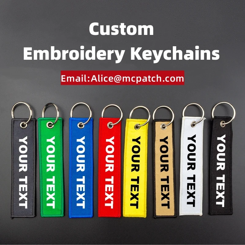 Custom Embroidery Keychains Wholesale 50PCS Woven Print PVC Design Logo