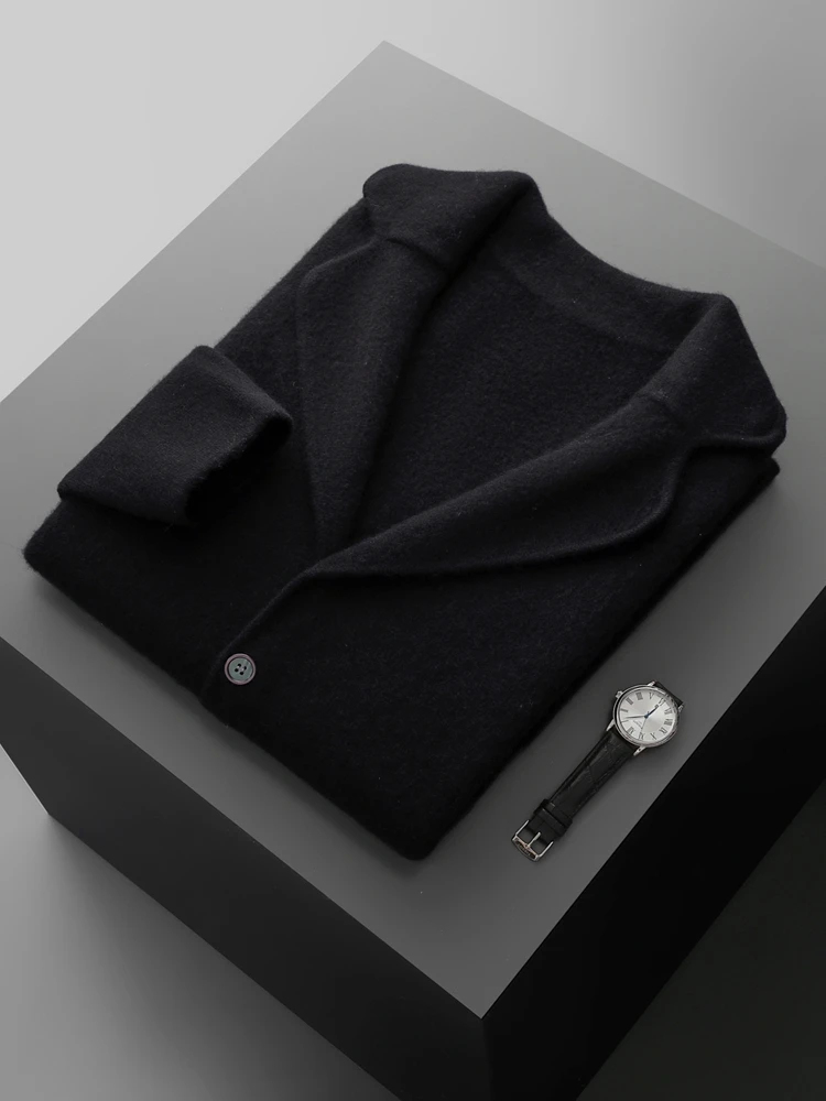 Men' 100% Cashmere Sweater Coat Cashmere Pants Suit Autumn Winter Thick Soft Warm Cashmere Knitwear Smart Casual Cashmere Suit 4