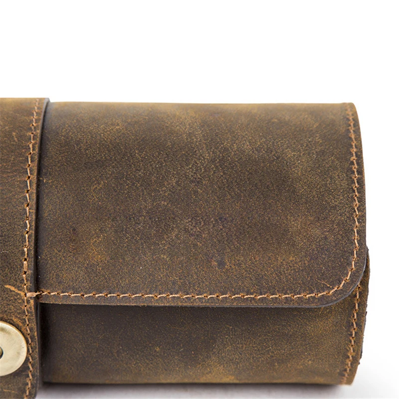 Watch Box Cow Leather 3 Slot Handmade Watch Roll Travel Case Wristwatch Pouch Exquisite Retro Slid in Out Organizer watch storage box,watch storage bag,watch storage pouch