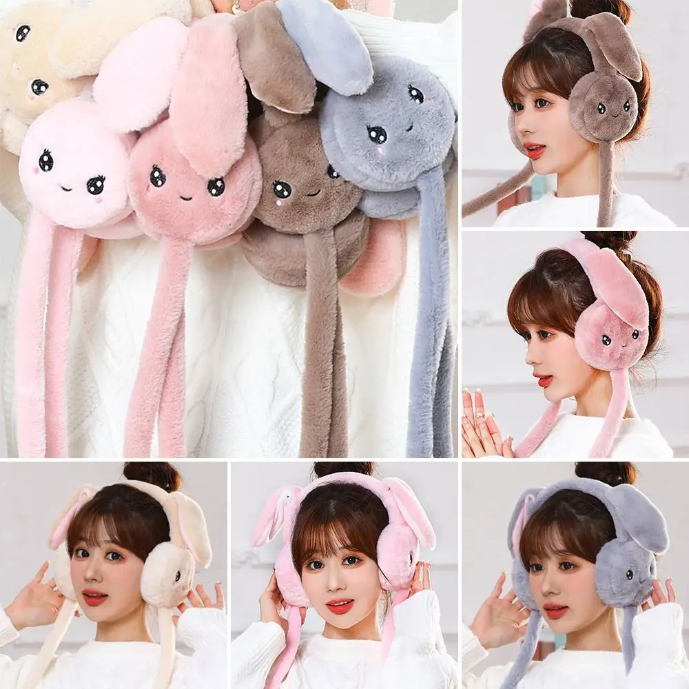 

Soft Jumping Up Caps Funny Toys Kids Adult Gifts Moving Rabbit Earmuffs Ear Warmers Winter Plush Ear Muffs Ears Protection