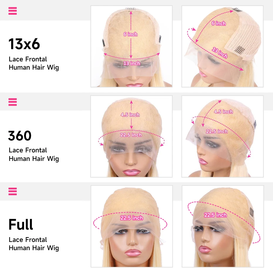 210 Density 613 Transparent 360 Full Lace Human Hair Wig Bone Straight Pre Plucked 13x6 Blonde Lace Front Wig Human Hair 30 Inch human hair wig