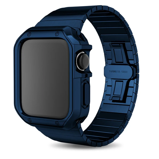 

Stainless Steel Strap+silicone Case For Apple Watch Band 44mm 40mm 38mm 42mm Bumper frame Cover for iwatch series 5 4 3 SE 6