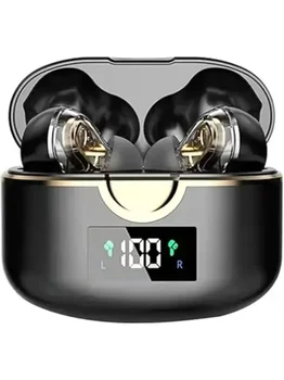Cuffie Bluetooth 5.0 Wireless Stereo Over-Ear con Bassi Potenti, Microfono ENC con Cancellazione del Rumore, Ganci Auricolari, 48 Ore di Riproduzione, Display LED