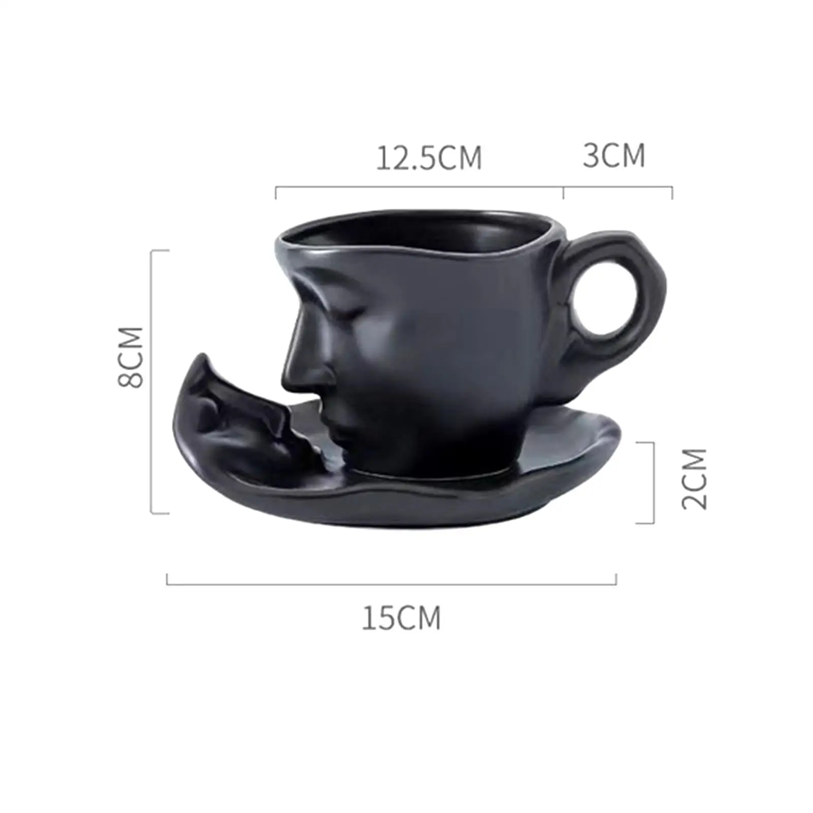 Love Kissing 260ml Minimalist Human Face Mug Unique Tea Cup Tea Cup and Saucer Set for Office Birthday Romantic Home Family