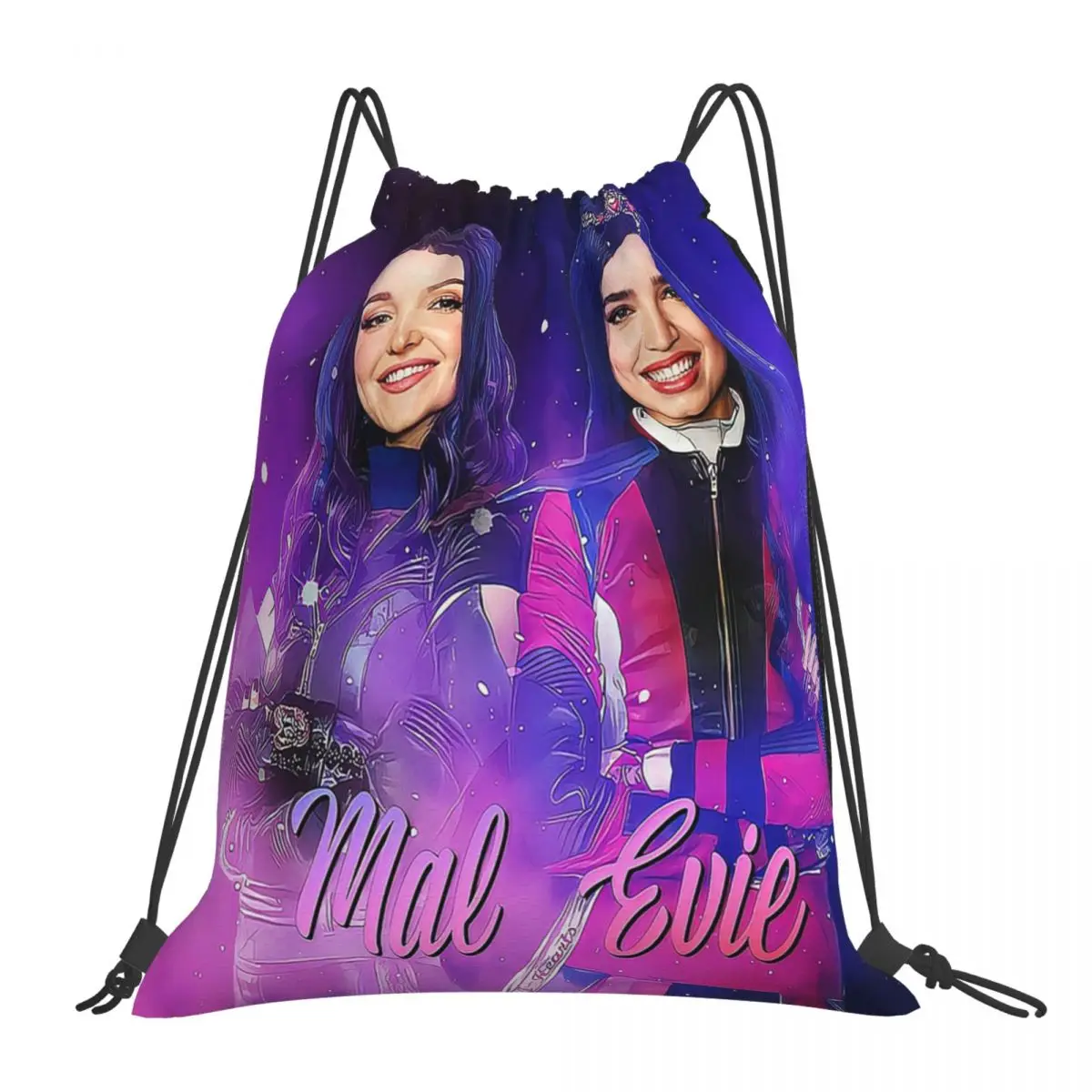 

Mal And Evie - Descendants Backpacks Portable Drawstring Bags Drawstring Bundle Pocket Storage Bag BookBag For Man Woman School