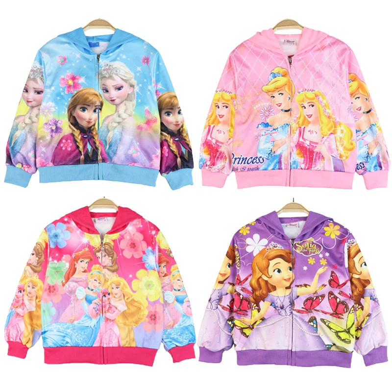 

New Girls Frozen Anna Elsa Princess Costume Jacket For Spring Autumn Fashion Children Cartoon Hoodie Jackets Coats Kids Outwear