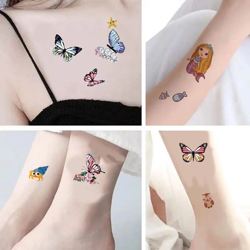 10PCS New Tattoos for Children Transfer Tattoos for Kids Mini Waterproof Tattoos Festival Glitters Face Unicorn Animals Stickers 3