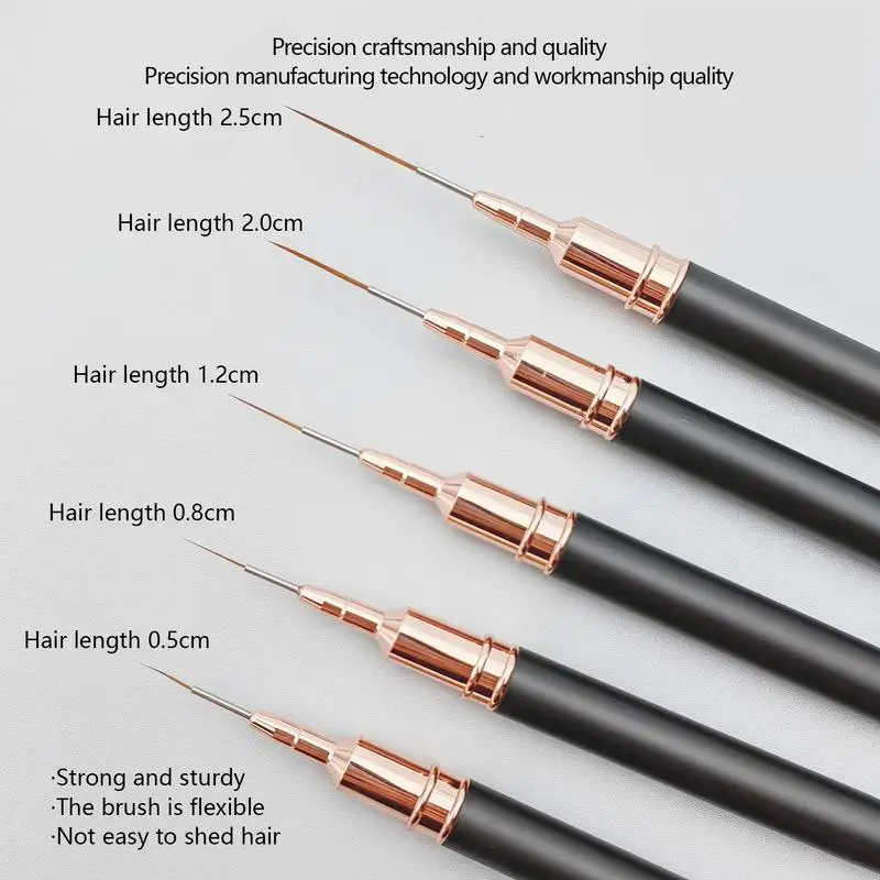 Nail Liner Brush Rose Golden Drawing Lines Stripe Painting Flower Pen Nail Art Manicure Details Liner black wire drawing pen