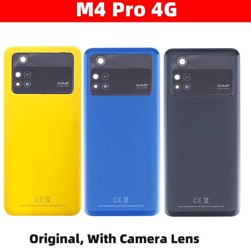 

Original For Xiaomi Poco M4 Pro 4G 2201117PI Back Cover Case With Camera Lens Rear Battery Cover Housing Door Smartphone Parts