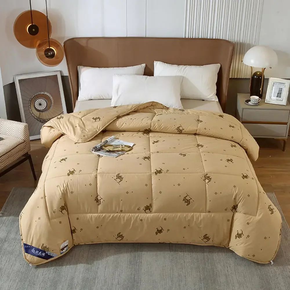 Svetanya Quilted Blanket Winter Quilt 100% Camel Hair Filler Single Double Queen King Size bed comforter