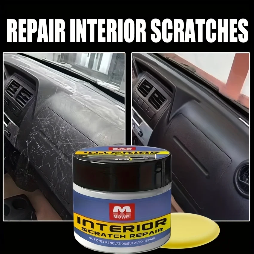 Car Interior Repair Paste-Scratch/Oxid Remover, Restores Shine for Dash/Seats/Plastics with UV Protect, Pro Grade Formula