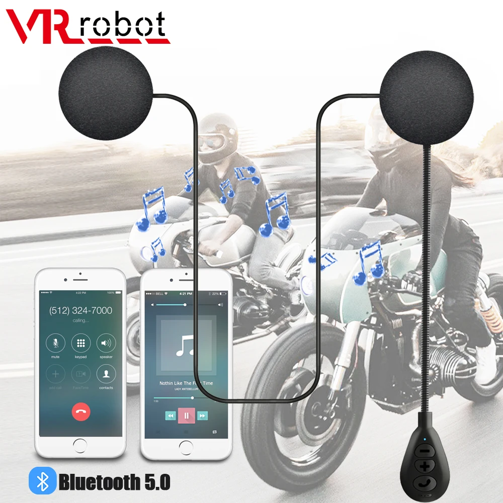 

VR robot Moto Helmet Headset Stereo Bluetooth 5.0 Motorcycle Headphones Handsfree Wireless Music Player Auto-answer Earphones