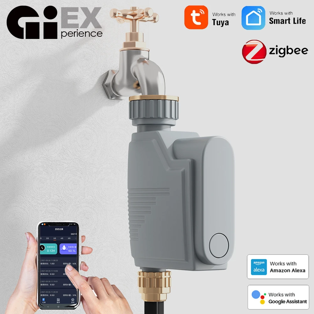 Zigbee Water Valve, Smart Water Valve, Automatic Valve Watering Timer, Sprinkler Controller, Smart Life App, Compatible with Alexa and Google (EU
