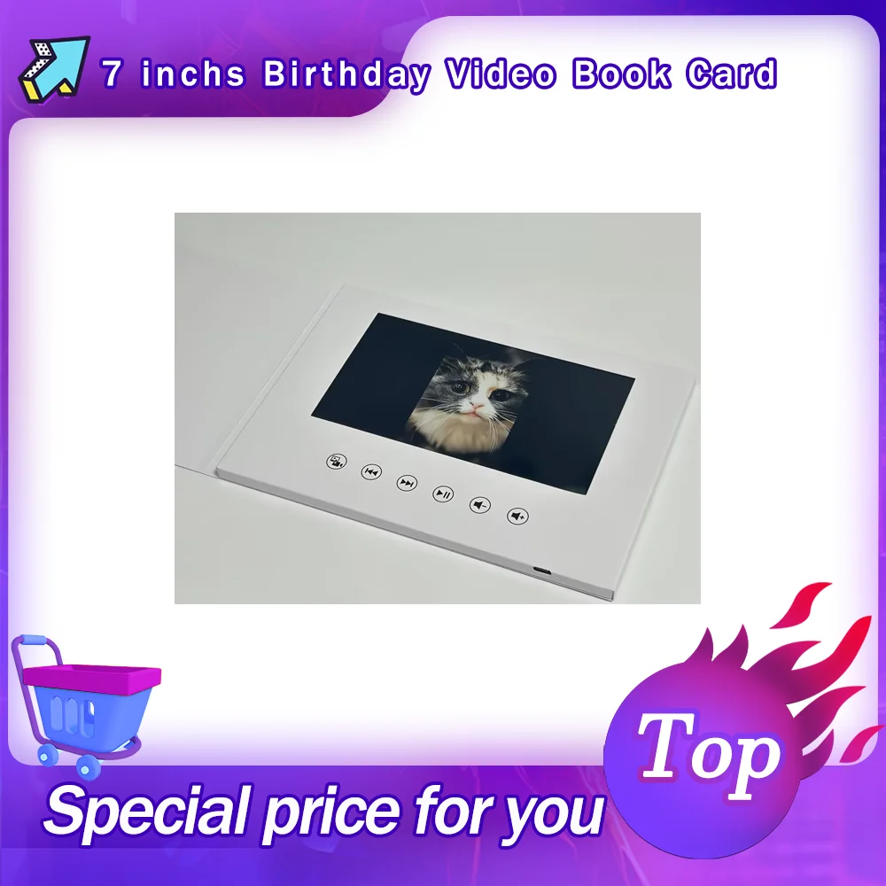 7 inches Birthday Video Book Card 4GB Lcd Invitation Gift Music Greeting Card Upload Videos Photos Wedding Invite Digital frame