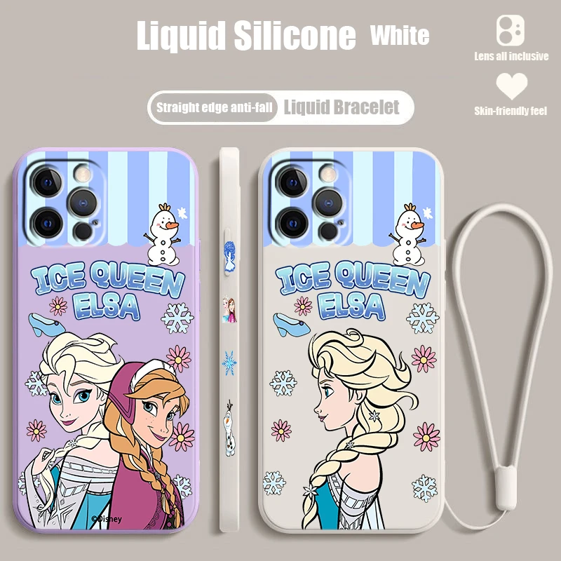 

Disney Princess Frozen Elsa For Apple iPhone 15 14 13 12 11 XS XR X 8 7 SE Pro Ultra Max Plus Mini Liquid Left Rope Phone Case