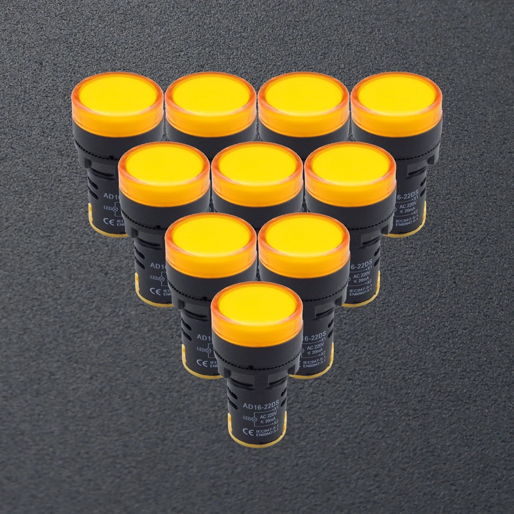 Luce Pilota LED Da 8 Mm 220 VAC Per Montaggio A Pannello Rosso 10 Pack - Foto 2