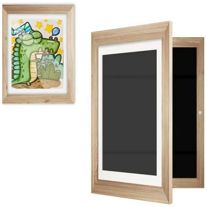2023 New Children Art Frames Storage Front Opening Projects Changeable  Wooden Kids Artwork Frames Tabletop Wall Display - AliExpress