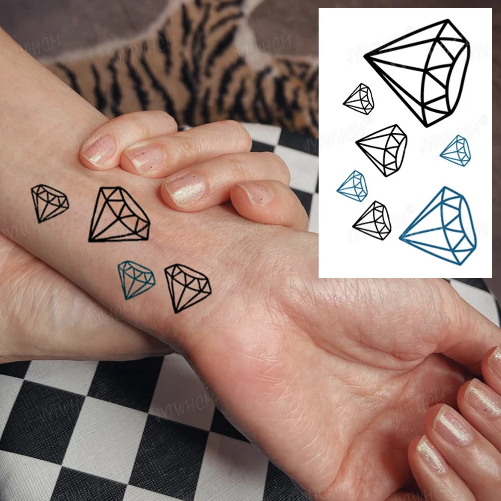 

Diamond Waterproof Temporary Sticker Fashion Crystal Design Temporary Tattoo Sticker Children Gifts Paste Black Navy Blue Tatto