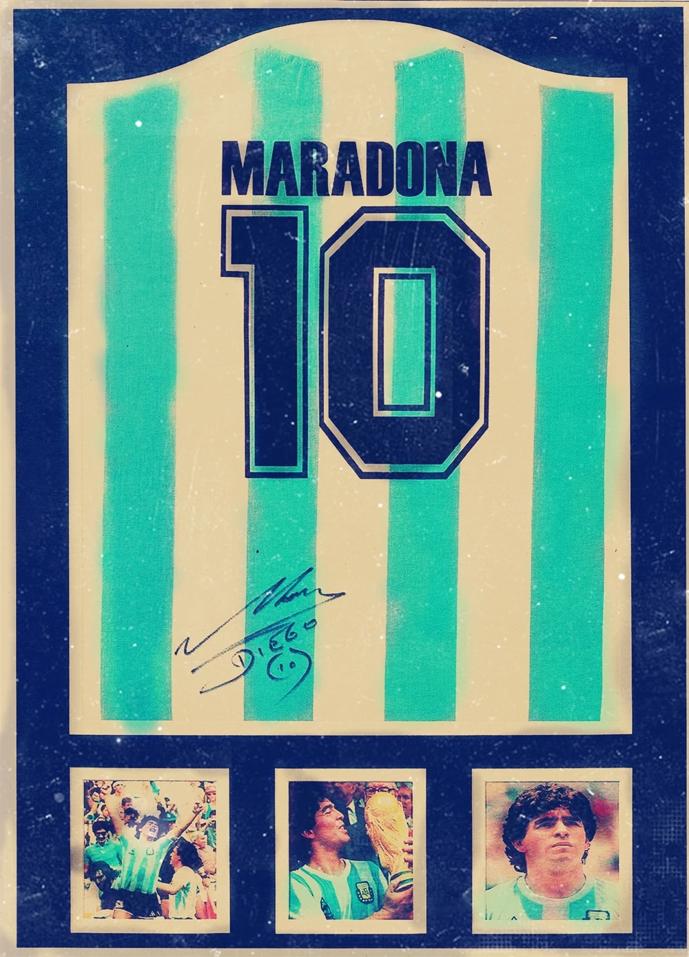 10 Jerseys Maradona Football Pictures Wall Chart Vintage Matte Kraft Paper Poster Painting Wall Sticker Bar Cafe Home Decoration