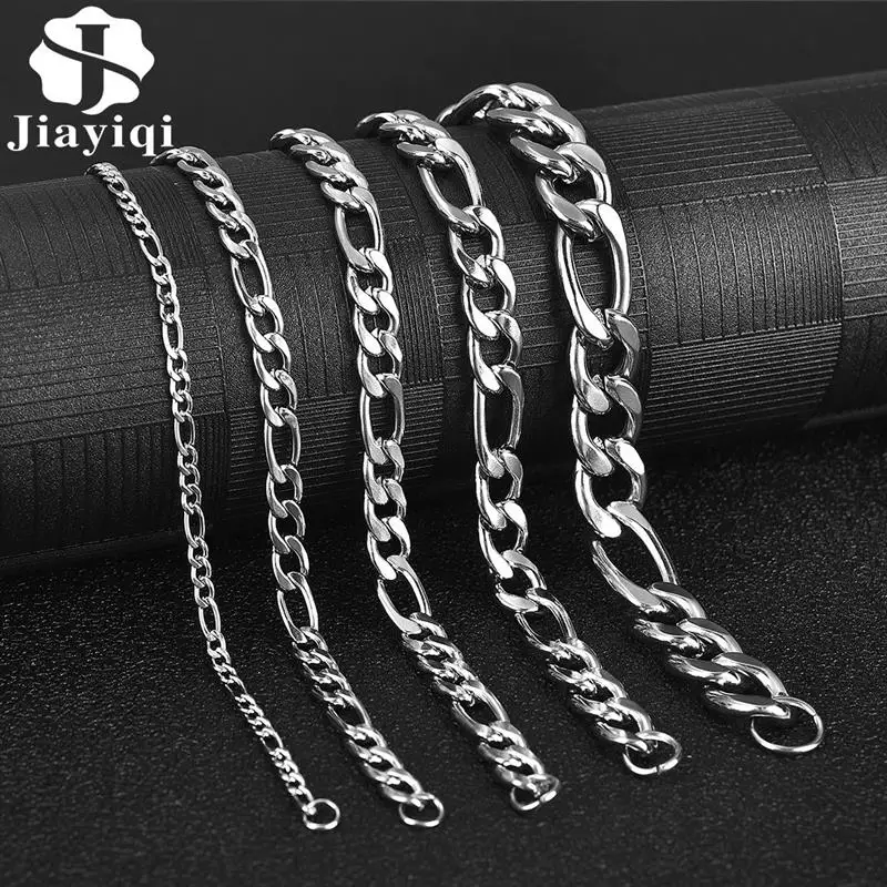3-11 mm Men Chain Bracelet Stainless Steel Figaro NK Link Chain Bangle for Male Women Trendy Wrist On the Hand Jewelry Gifts
