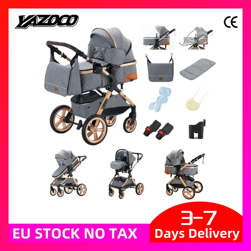 Poussette 3-en-1 pour nouveau-nés, système de voyage, siège auto, poussette haute, légère, landau pour bébé 1 Poussette 3-en-1 pour nouveau-nés, système de voyage, siège auto, poussette haute, légère, landau pour bébé 1