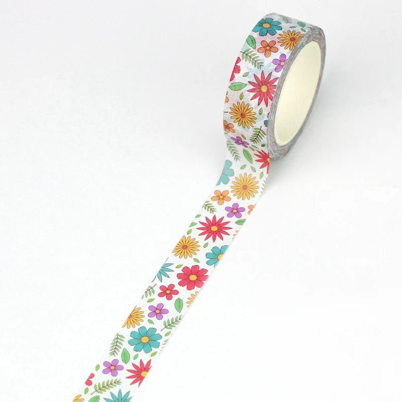 2024 NEW 1PC 10M Decorative Blooming Floral Leaves Washi Tape Set for Scrapbooking Journaling Masking Tape Cute Stationery 6