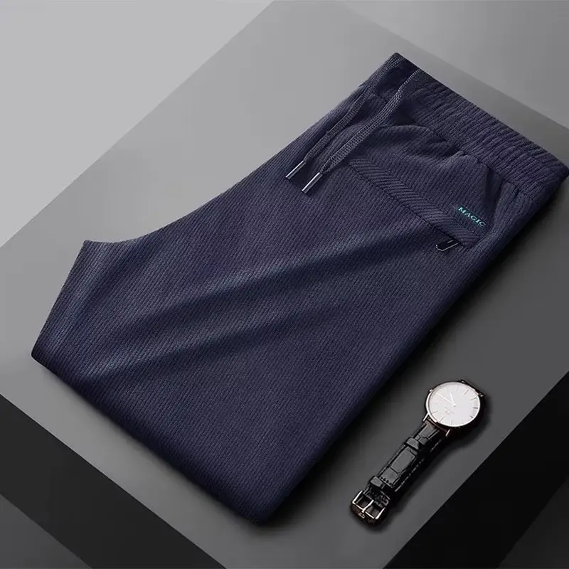 Men's Corduroy Fce Lined Thiened Straight Leg Sport Pants Winter Casual Trousers Faionable All-matching Youth Loose Fit