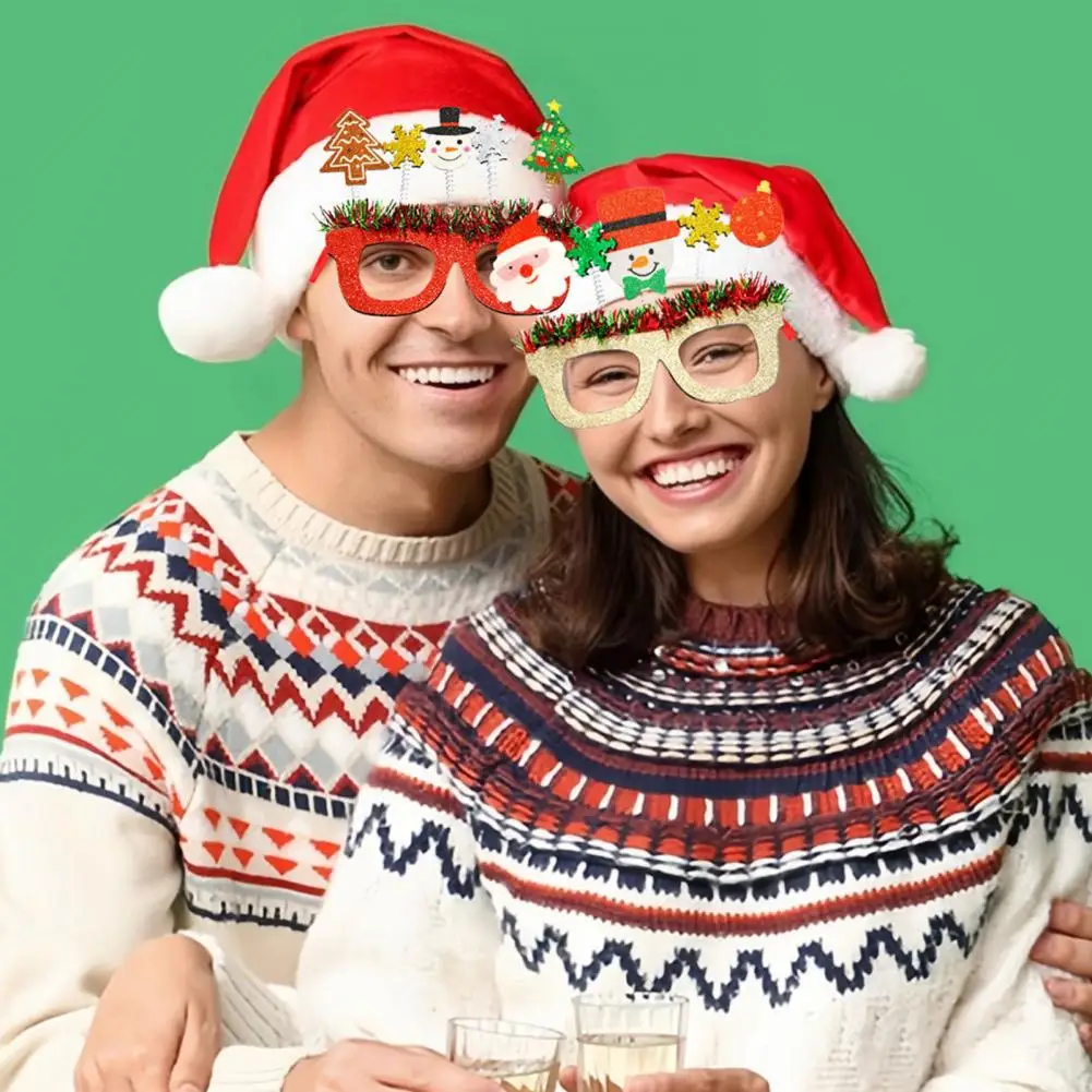 Festive Costume Accessories Santa Hat Glasses Festive Christmas Glasses Set Santa Hat Snowman Tree Elk Antler for Holiday