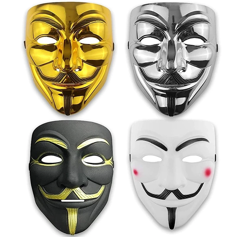 Disfraz para fiestas de V de Vendetta, mácara del hacker anonymous, Guy Fawkes, Halloween, Navidad, máscara de la película para adultos y niños.