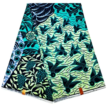 Veritable Real Wax Print 100% Cotton Wholesale Fabric Pagne African DIY Dress for Party 6 Yards Ghana Lome Style 1