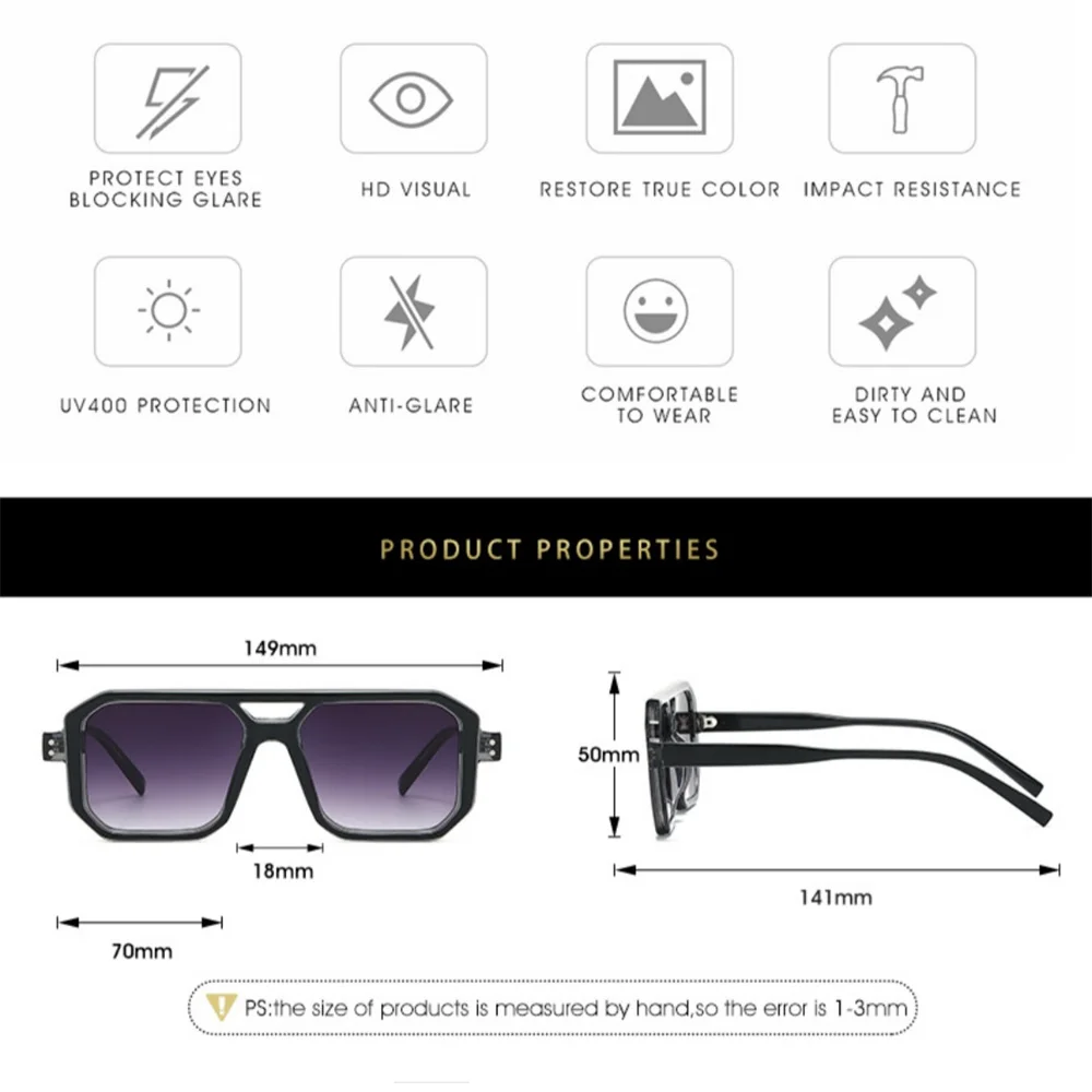 Fashion Trend Square Sunglasses Cyber Punk Future Tech Hipster Sunglasses Uv400 Protective Sunglasses For Women And Men
