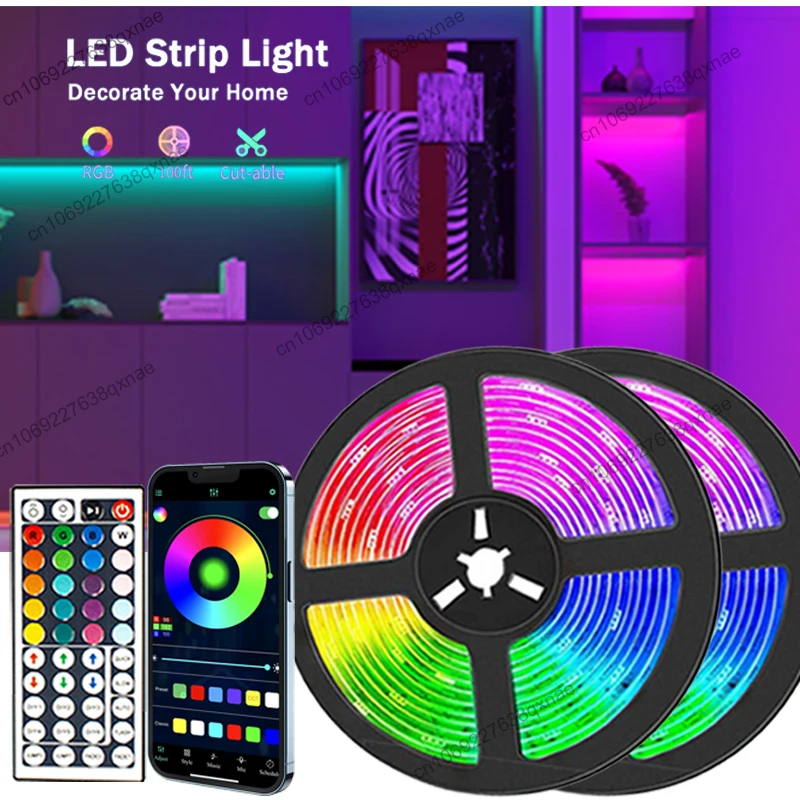 

LED Strip Lights Music Sync Bedroom Decoration TV Backlight Bluetooth 5050RGB Tape Neon Light LED 1-5m 10m 15m 20m 30m Luces Led