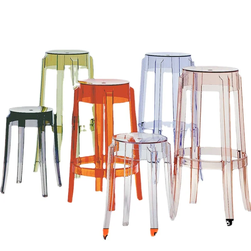 

Designer Chair Transparent Chair Acrylic Bar Chair Bar Stool Simple Fashion Creative Plastic High Chair Stool Nordic Furniture