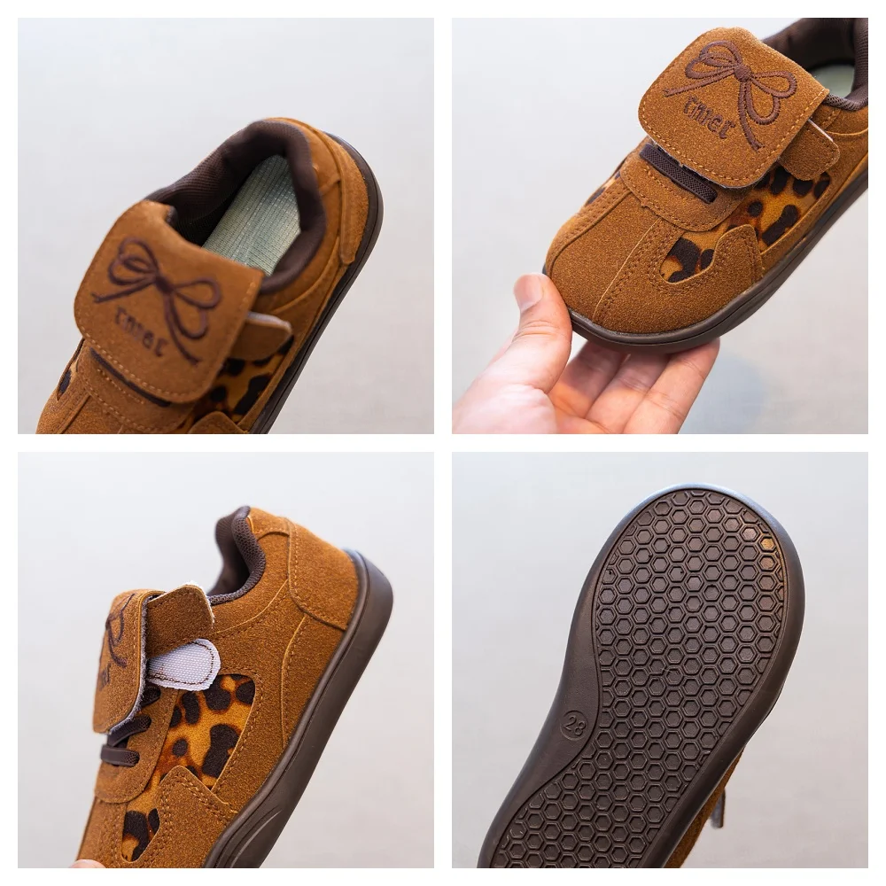 Girls Leopard Print Soft Sole Sneakers
