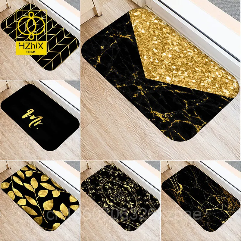 

Golden Marble Printed Floor Mats Living Room Carpets Home Decor Accessories Entrance Doormat Rug Rugs Carpet Foot Door Bathroom