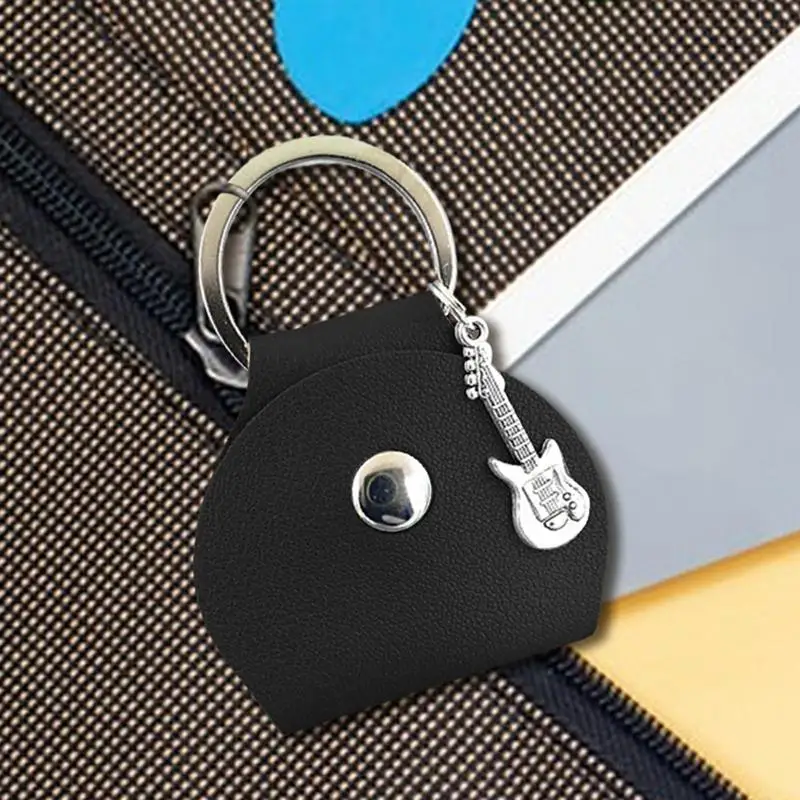 Guitar Picks Case Keychain Picks Organizer Bag Pendant PU Leather Storage Tool Home Stage Performance School Concert
