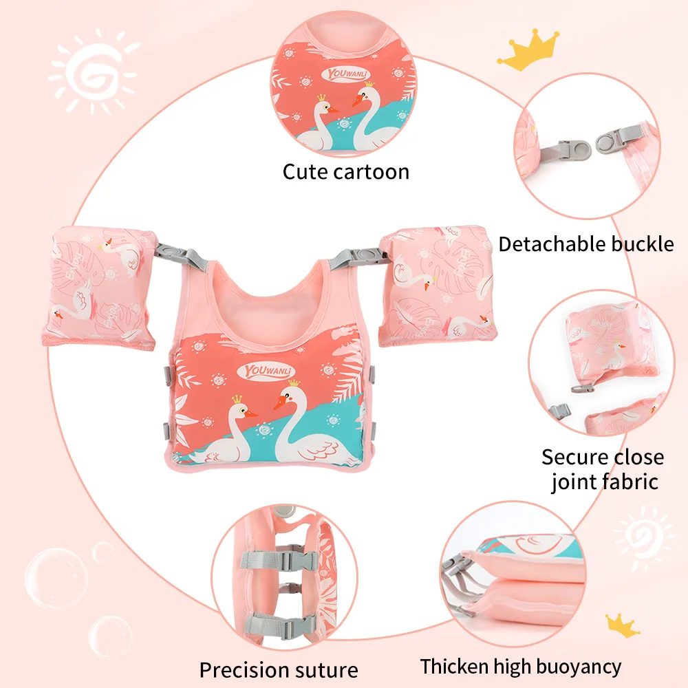 Non-inflatable Baby Swimming Safely Jumper Detachable Button Fission Use Swim Equipment Arm Float Life Vest Water For Kids 3