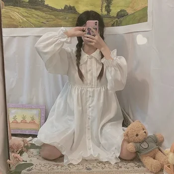 Robe japonaise Lolita blanche Kawaii été 2025 élégante