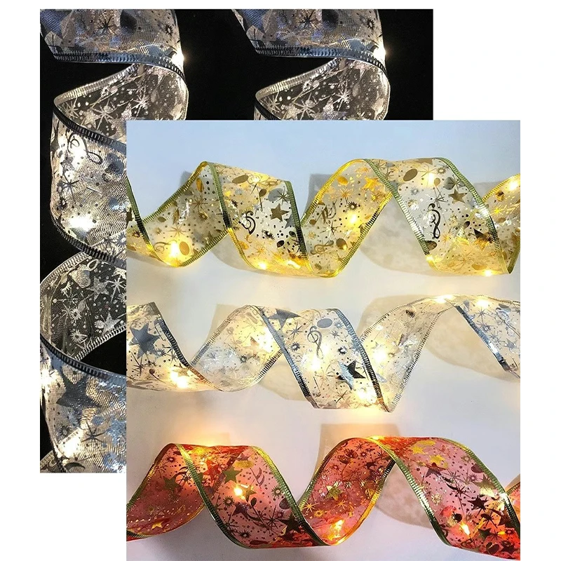 Description Picture 3 of itemChristmas Decoration Ribbon LED Light String Colorful Light Strip Holiday Gift Bow Silk Copper Wire Light Festive Decor Ornament