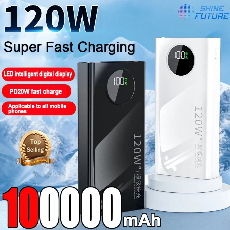 

120W Power BankSuper Fast Charging 50000mah Ultralarge Capacity For Mobile Power External Battery For Iphone Xiaomi Samsung New