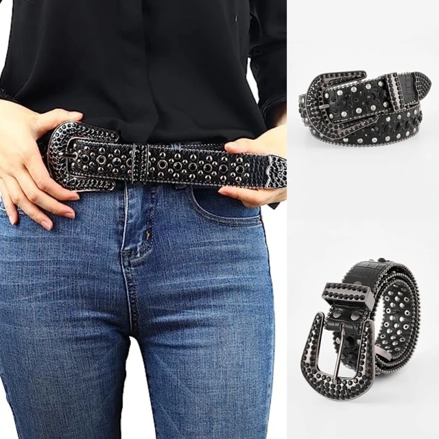 Whippy Women's Rhinestones Leather Belt