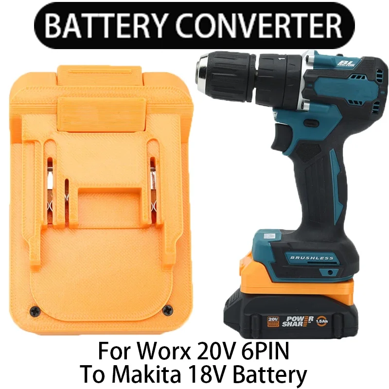 For Makita 18V Li-Ion Tool Convers to for Worx 20V 6PIN Li-Ion Battery Adapter Power Tool Accessory（Without Battery and tools） 6шт mix осциллирующий пильный комплект для клинков multi tool carbide rasp для dremel fein multimaster makita bosch rockwell sonicrafter worx multitool accessory