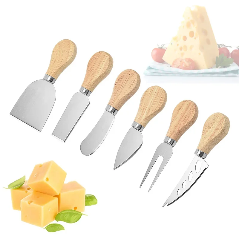 Description Picture 2 of item1Pcs Steel Stainless Cheese Cutter Knives Bamboo Wood Handle Cheese Slicer Cheese Cutter Kitchen Baking Tool