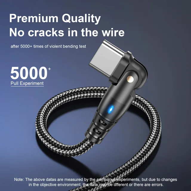 USLION Red Type C Cable 180 Rotate 3A Fast Charging Wire For Samsung Xiaomi Mobile Phone USB C Cable Type C Charger Data Cables 5